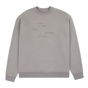 Official Taylor Swift TTPD Taupe Crewneck Sweatshirt - Fortnight Lyrics | Medium